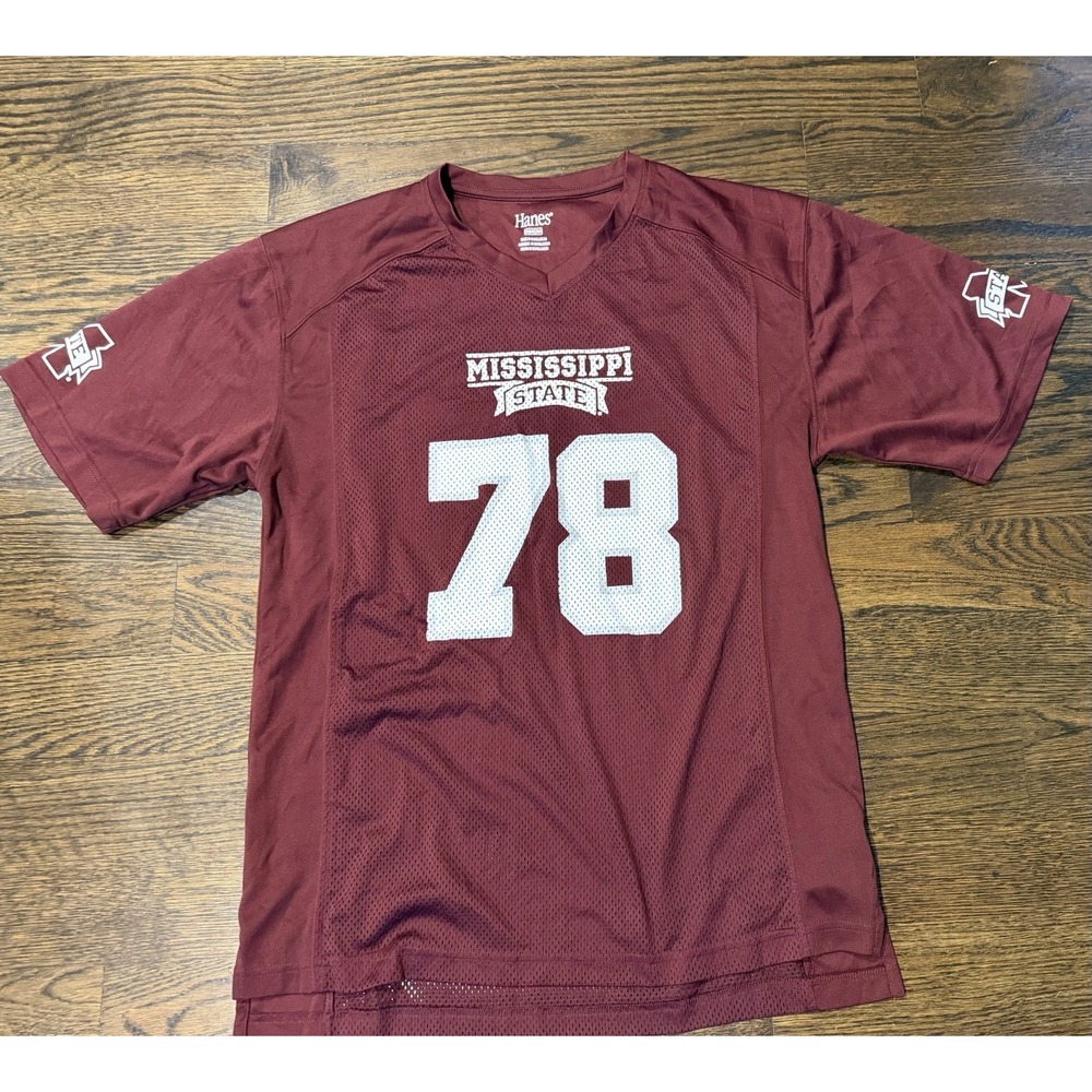 Hanes Men's #78 Maroon Mississippi State Bulldogs NCAA Football Jersey Medium